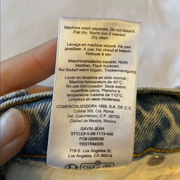 Anine Bing Gavin Jeans Relaxed Women's Size 26 Straight Leg Distressed Blue - Picture 14 of 14